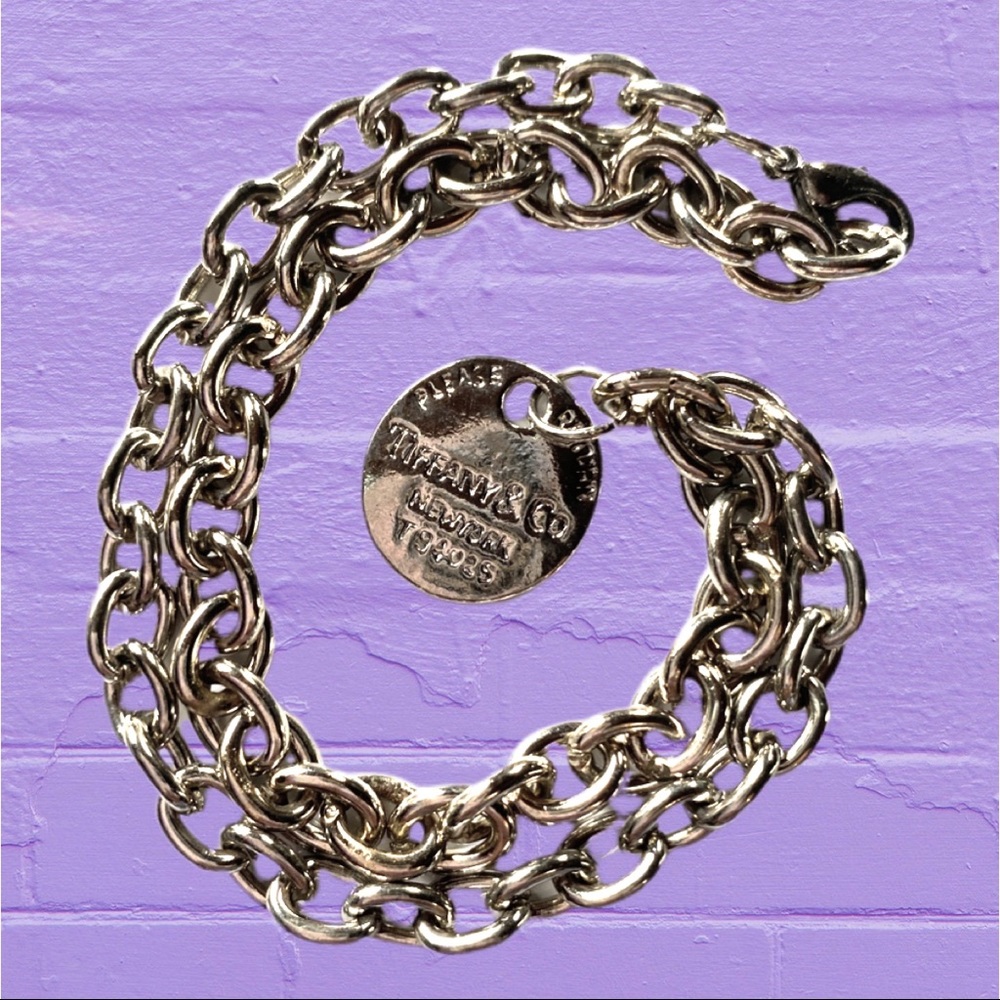 Tiffany & Co. Silver Chain Round Tag Necklace